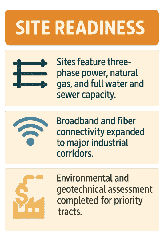 Infographic of Columbia County Site Readiness