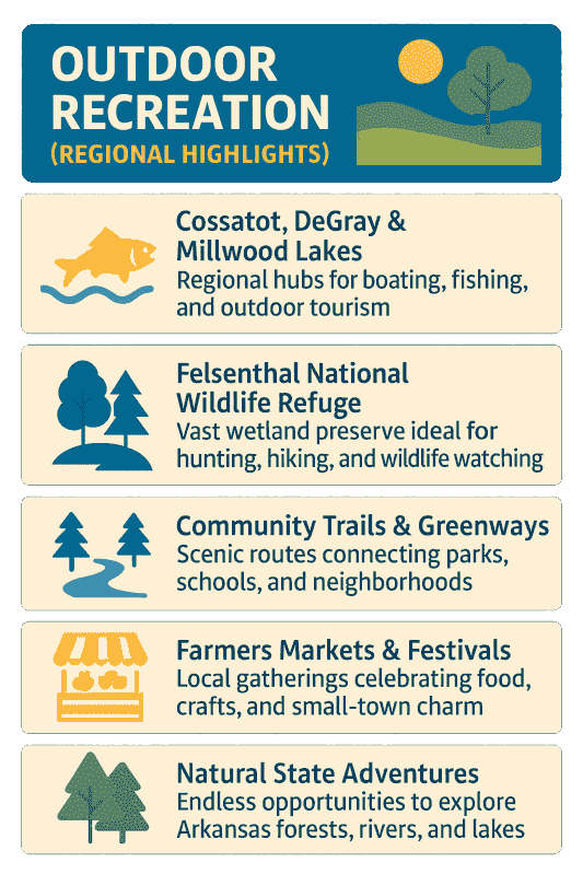 Infographic of Southwest Arkansas Recreation